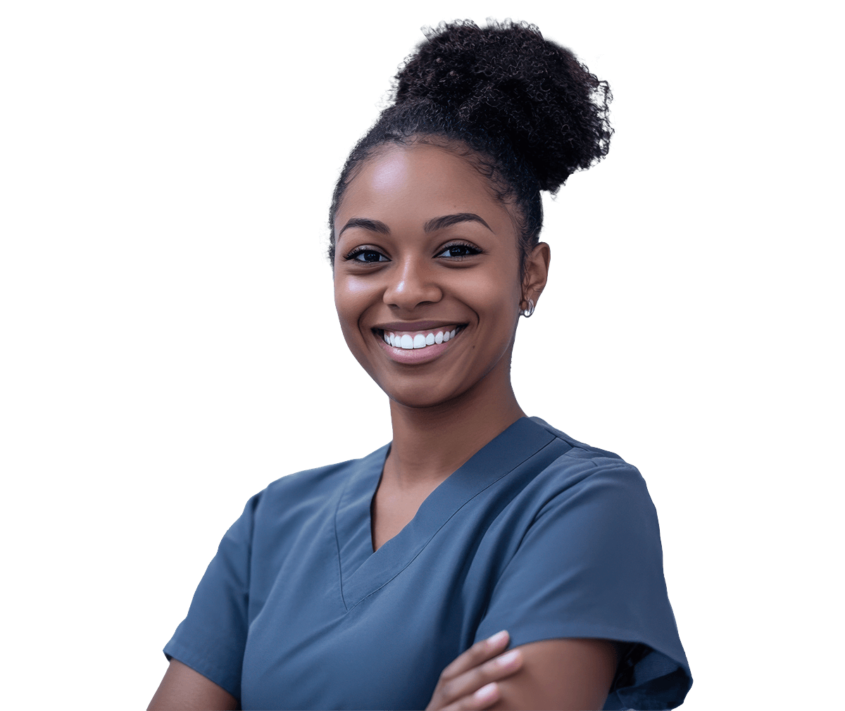 Female healthcare worker smiling