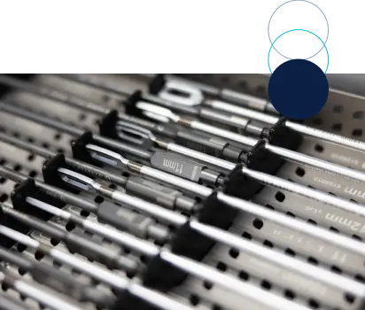Instrument trays staged for sterilization